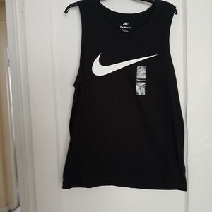 Mens Nike Black Tank Top with White Swoosh. Size Medium